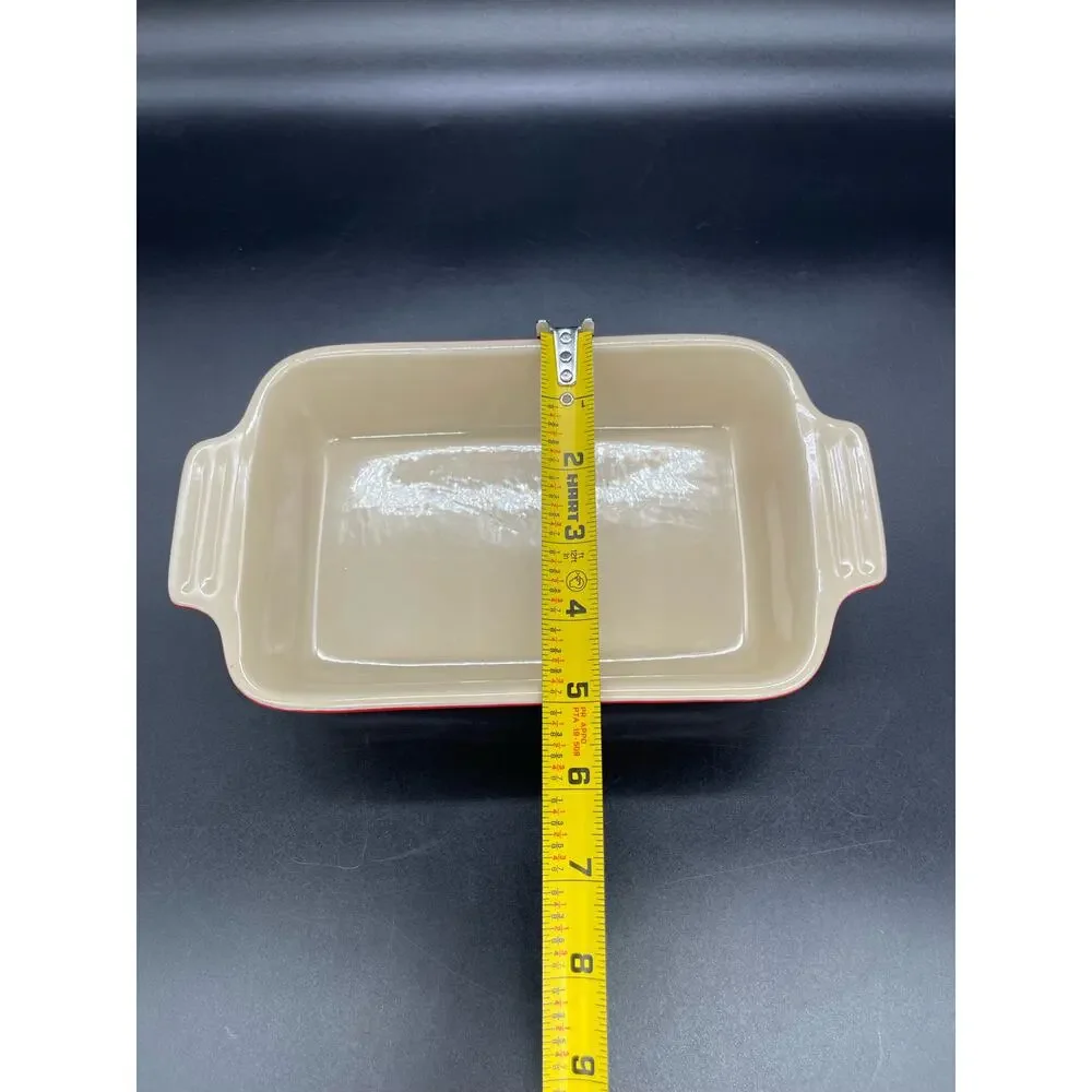 LeCreuset 18-24 Red Rectangular Stoneware Casserole Baking Dish 9
